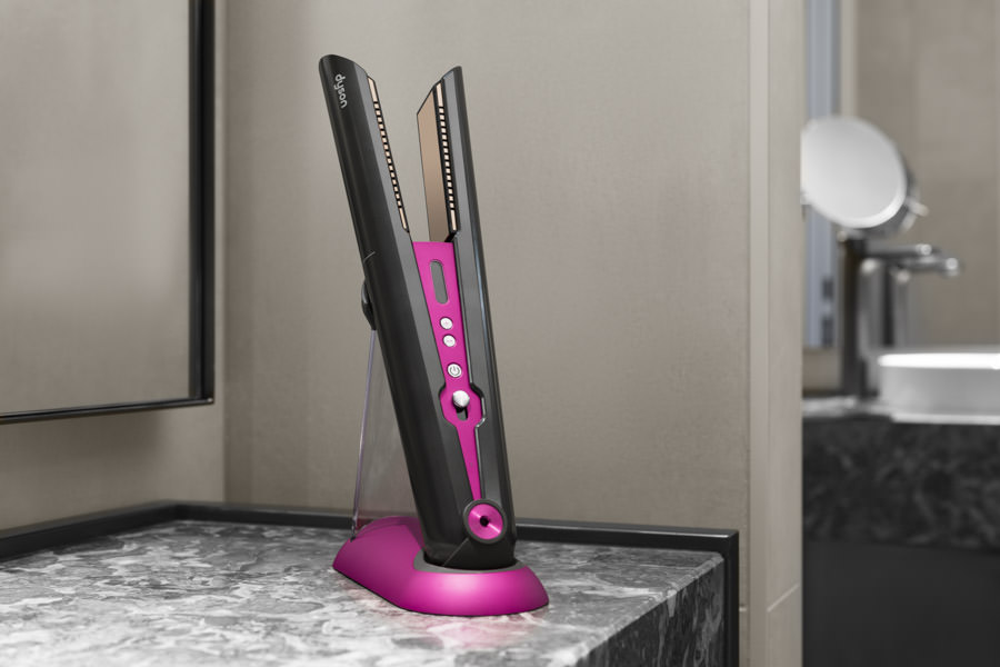 Product photography of a Dyson hair straightener