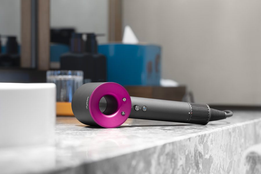 Product photography of a Dyson hair dryer