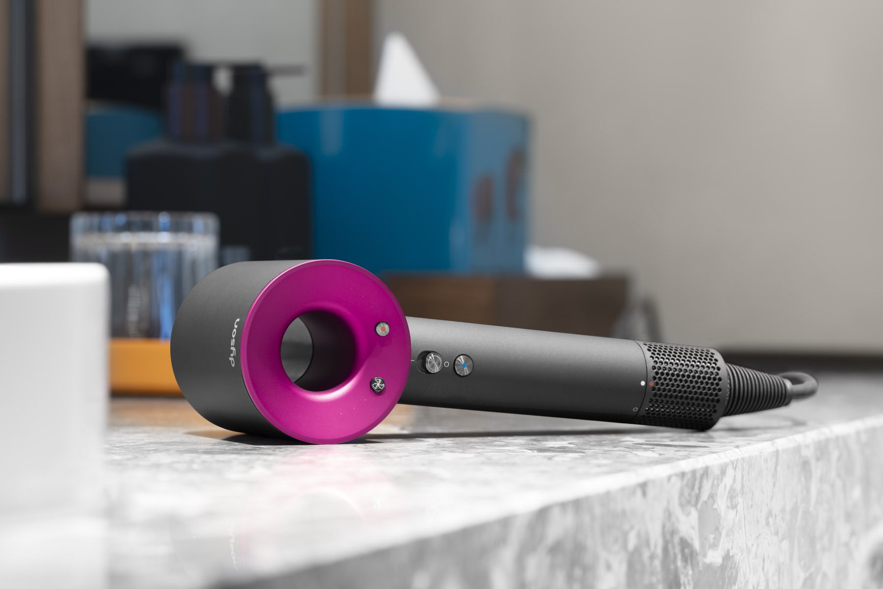 Product photography of a Dyson hairdryer Product photography of a Dyson hairdryer